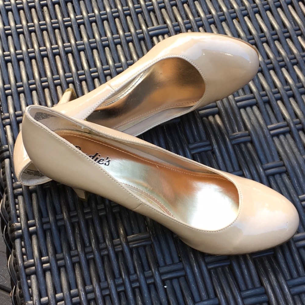 Candie’s Nude Patent Leather Comfortable Heels